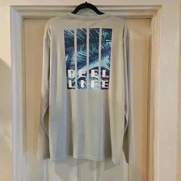 Reel Life Mens Long Sleeve Crewneck Fishing Performance Shirt Gray Size XXL - Picture 2 of 7
